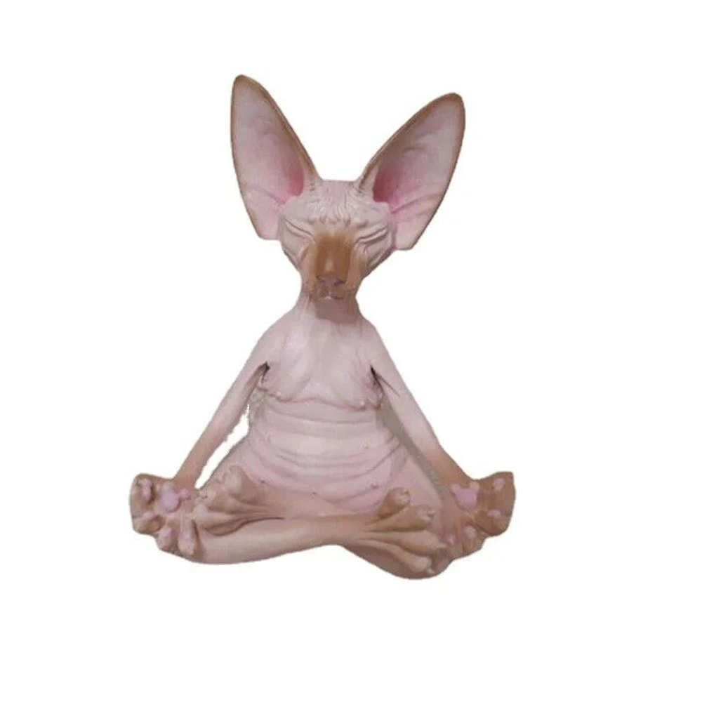 Zen Sphynx Cat Buddha Figurine Meditation Yoga Garden Decor Statue 8