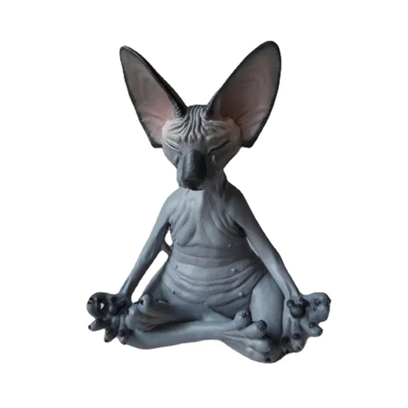Zen Sphynx Cat Buddha Figurine Meditation Yoga Garden Decor Statue 9