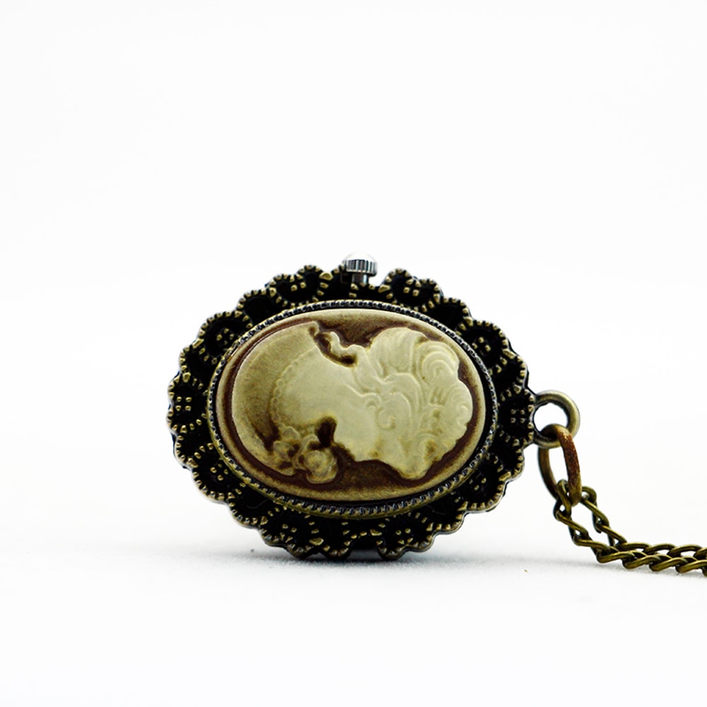 Vintage Bronze Quartz Pocket Watch With Chain Classic Elegant Timepiece 1