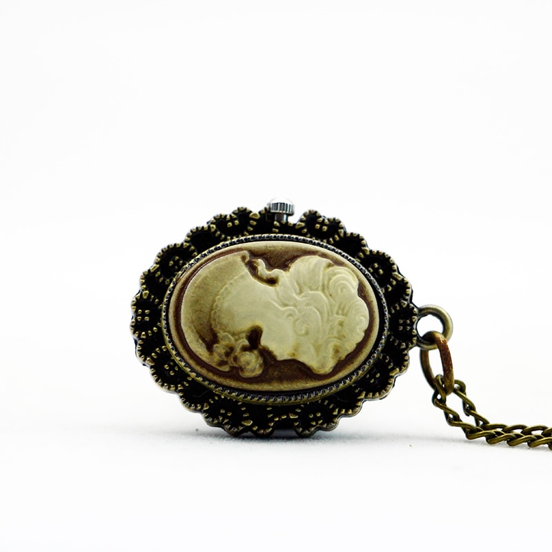 Vintage Bronze Quartz Pocket Watch With Chain Classic Elegant Timepiece 1