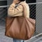 Large Capacity PU Leather Shoulder Tote Bag For Women Commuter Handbag 2