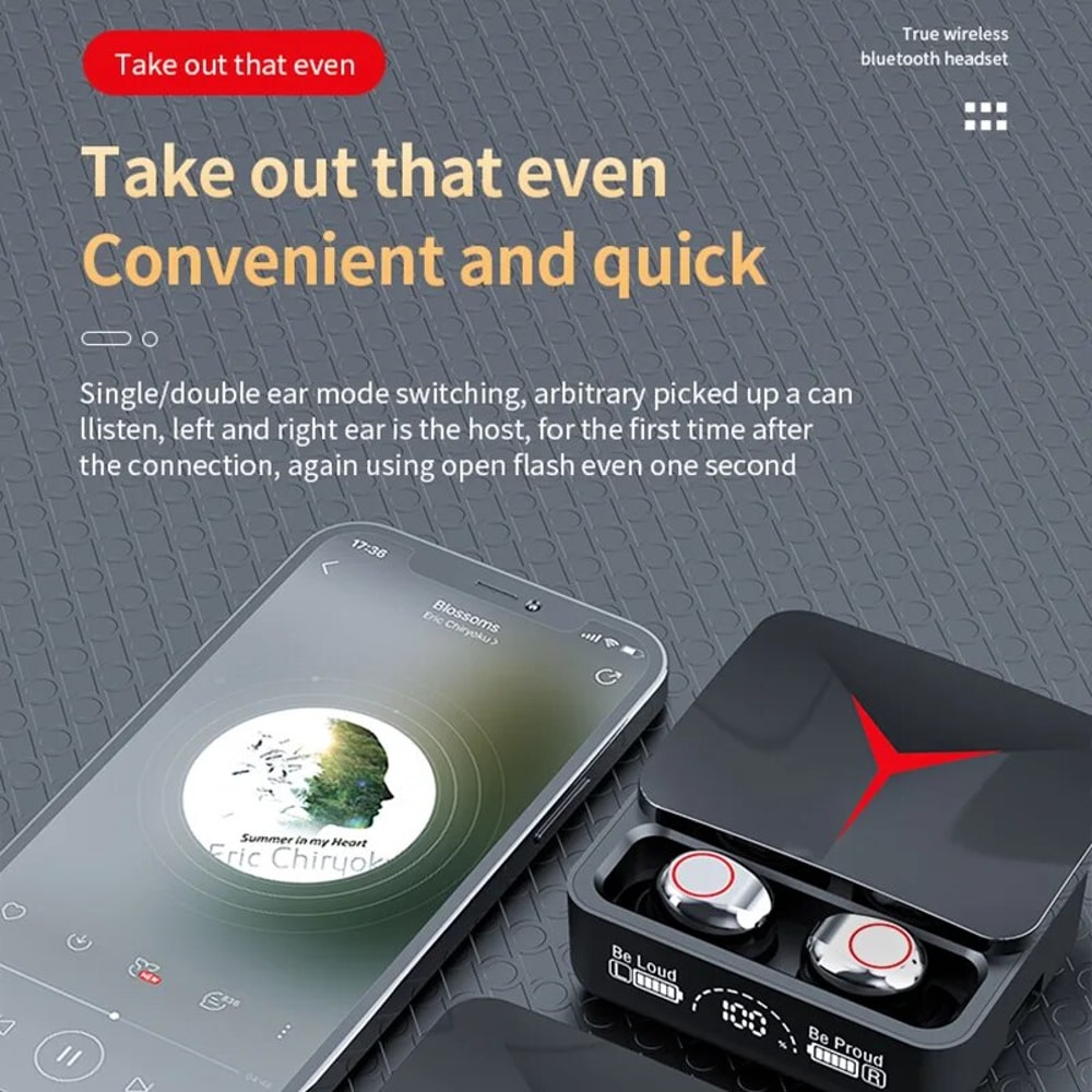 Wireless Earbuds Bluetooth Noise Cancelling Sports Headphones with LED Display