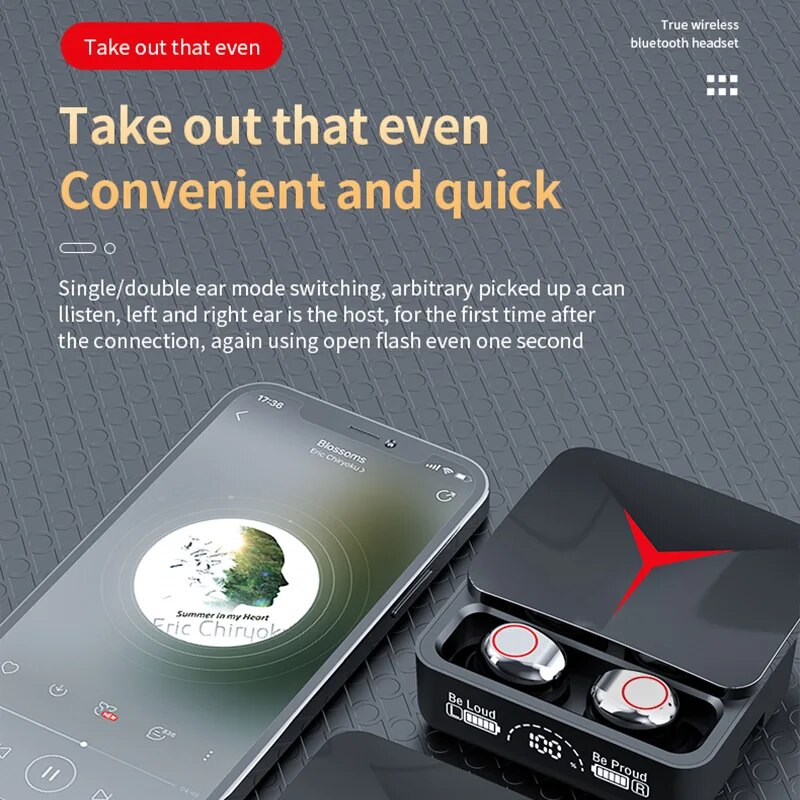 Wireless Earbuds Bluetooth Noise Cancelling Sports Headphones with LED Display