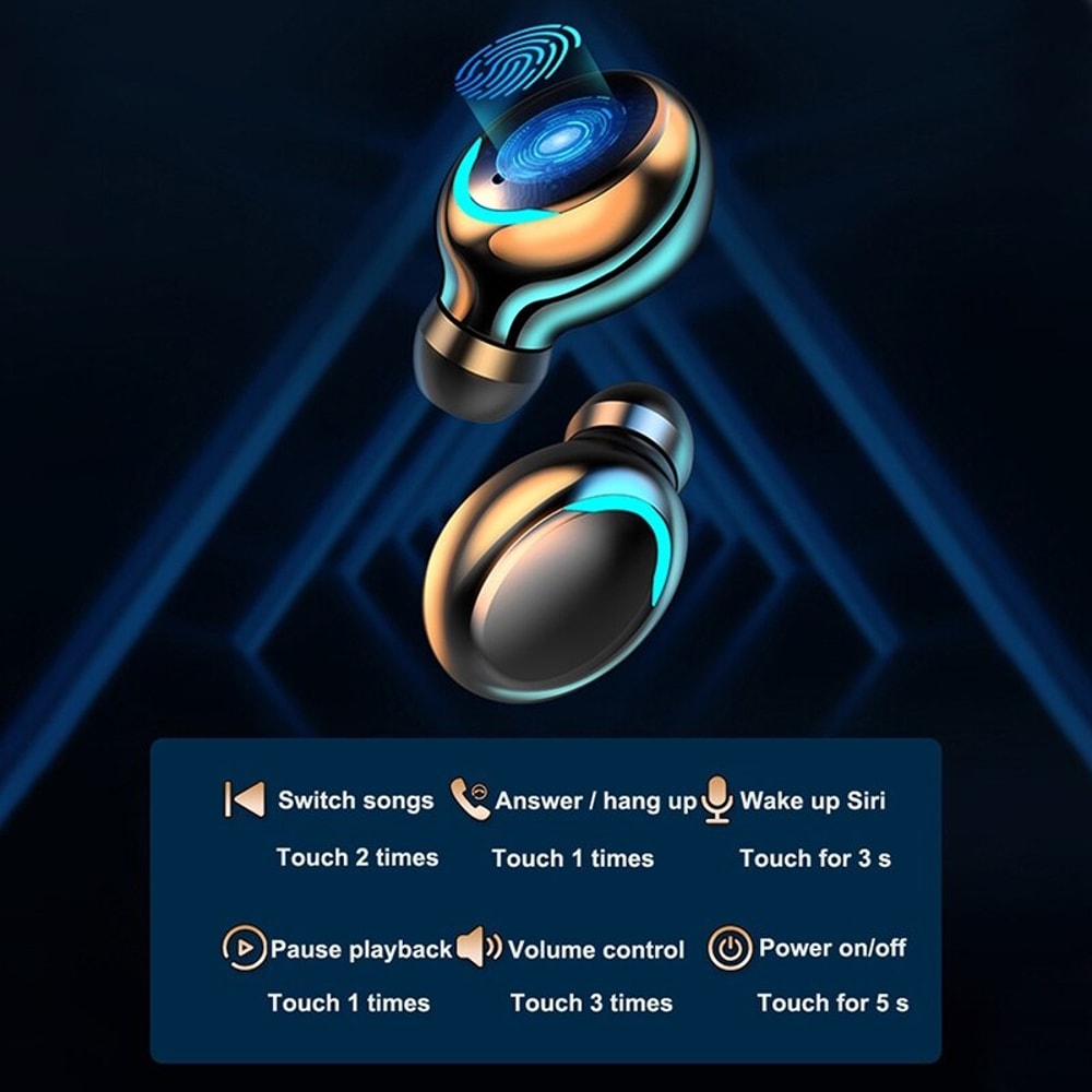 Bluetooth Wireless Earbuds HiFi Stereo Waterproof Sports TWS Earphones With Mic 3