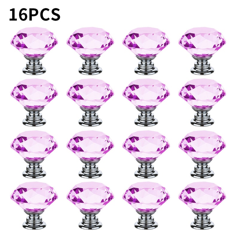 Pink Crystal Diamond Cabinet Knobs Elegant Acrylic Drawer Pulls for Chic Furniture Upgrade