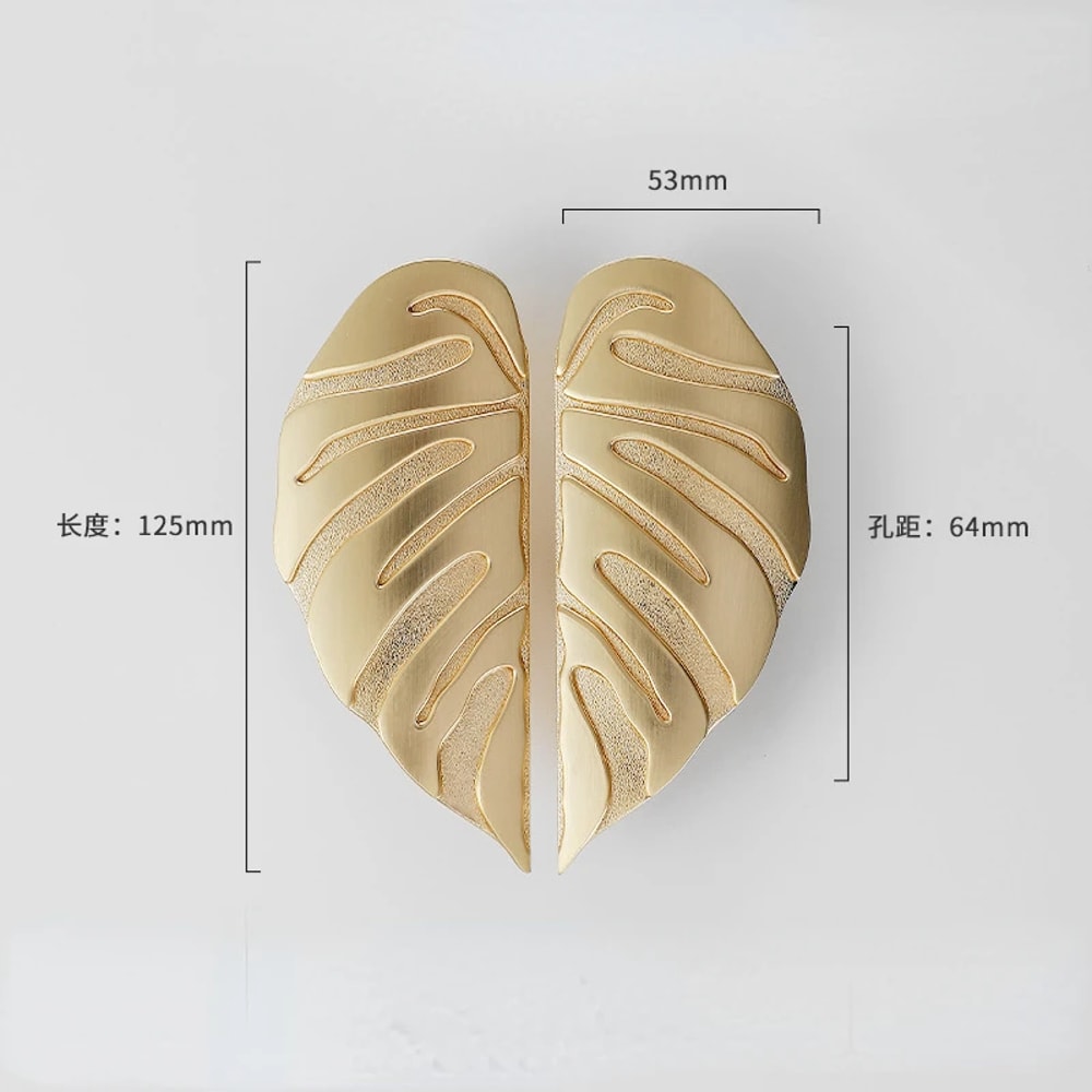 Luxury Leaf Cabinet Handles Black Gold Zinc Alloy Drawer Knobs 2