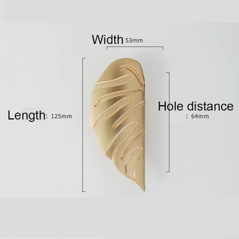 Luxury Leaf Cabinet Handles Black Gold Zinc Alloy Drawer Knobs 8