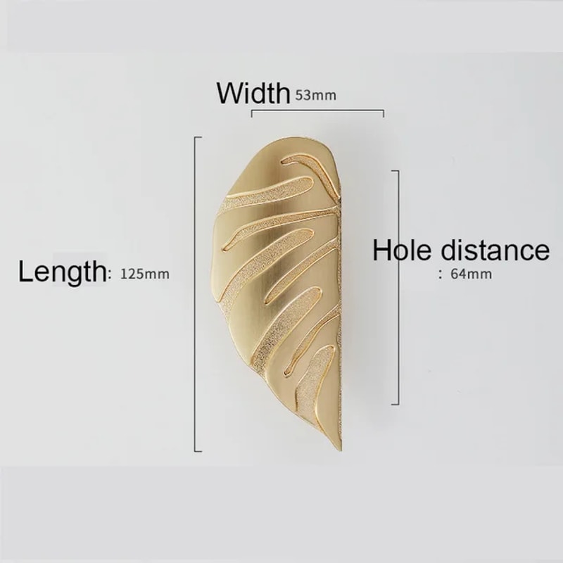 Luxury Leaf Cabinet Handles Black Gold Zinc Alloy Drawer Knobs 8