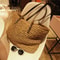 Boho Straw Beach Bag Large Capacity Woven Rattan Handbag for Summer Travel