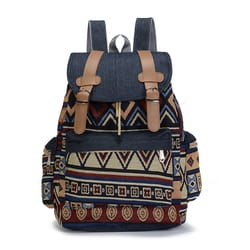 canvas printed backpack for women teen girls boho travel school bag denim rucksack
