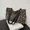 Leopard Print Large Capacity Tote Bag For Women Stylish Shoulder Handbag With Zipper Pocket 1