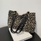 Leopard Print Large Capacity Tote Bag For Women Stylish Shoulder Handbag With Zipper Pocket 1