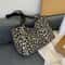 Leopard Print Large Capacity Tote Bag For Women Stylish Shoulder Handbag With Zipper Pocket 5
