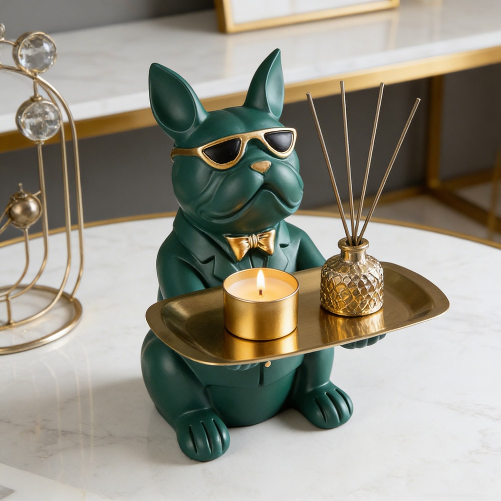 Bulldog Tray Decor Statue Multipurpose Storage Organizer For Living Room And Bedroom 2
