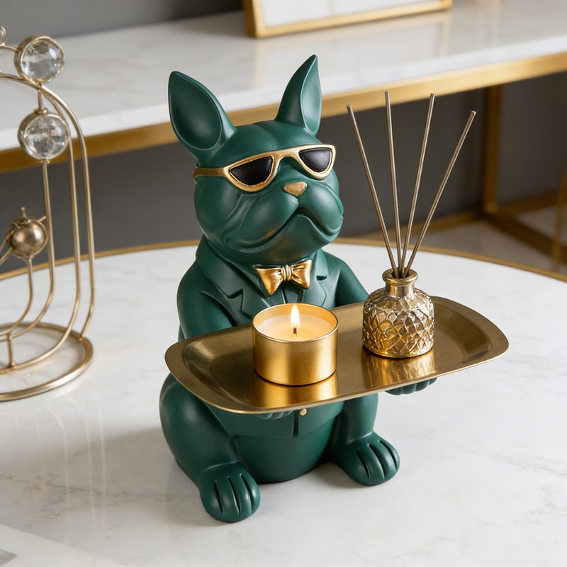 Bulldog Tray Decor Statue Multipurpose Storage Organizer For Living Room And Bedroom 2