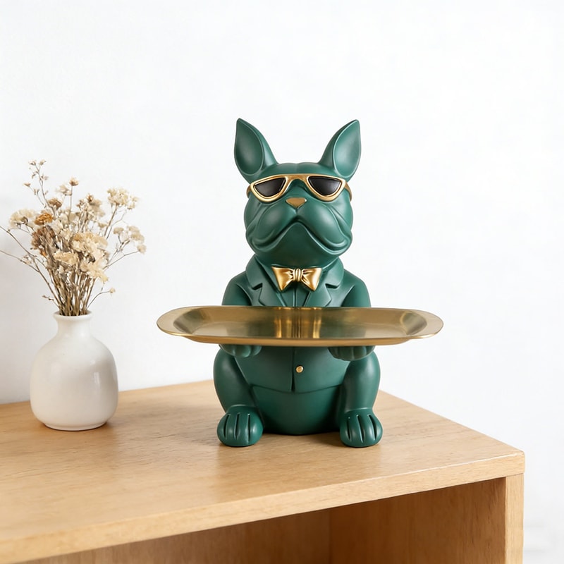Bulldog Tray Decor Statue Multipurpose Storage Organizer For Living Room And Bedroom 3