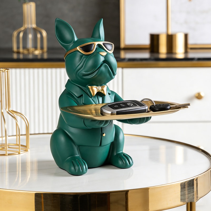 Bulldog Tray Decor Statue Multipurpose Storage Organizer For Living Room And Bedroom 4