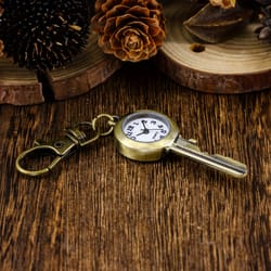 vintage antique copper pocket watch keychain necklace quartz timepiece