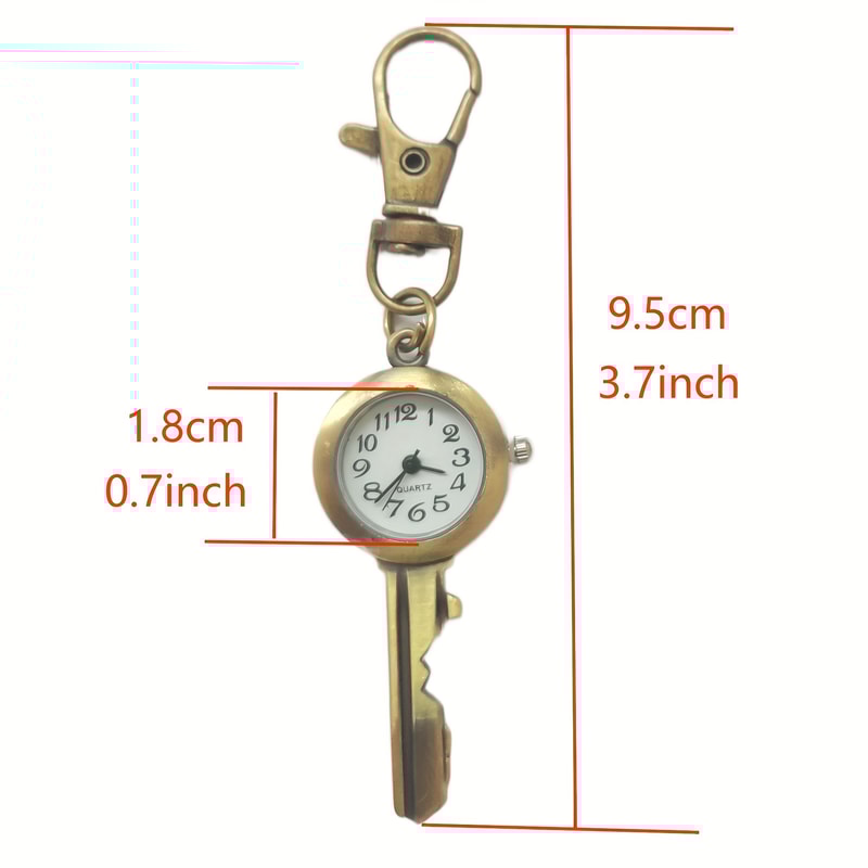 Vintage Antique Copper Pocket Watch Keychain Necklace Quartz Timepiece 4