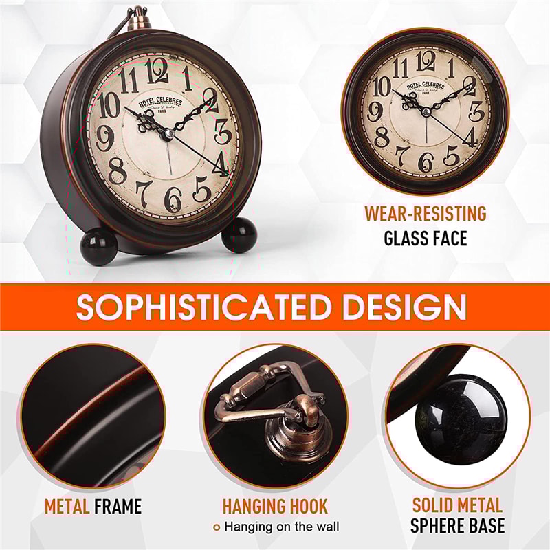 Vintage Silent Alarm Clock With Night Light Battery Operated Retro Desk Clock 1