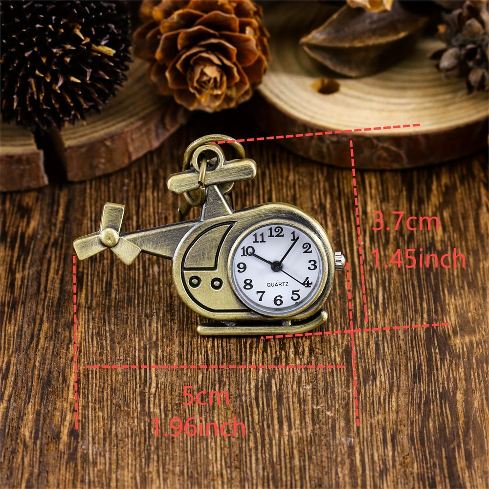 Vintage Airplane Keychain Watch Mini Clock Pendant Gift 4