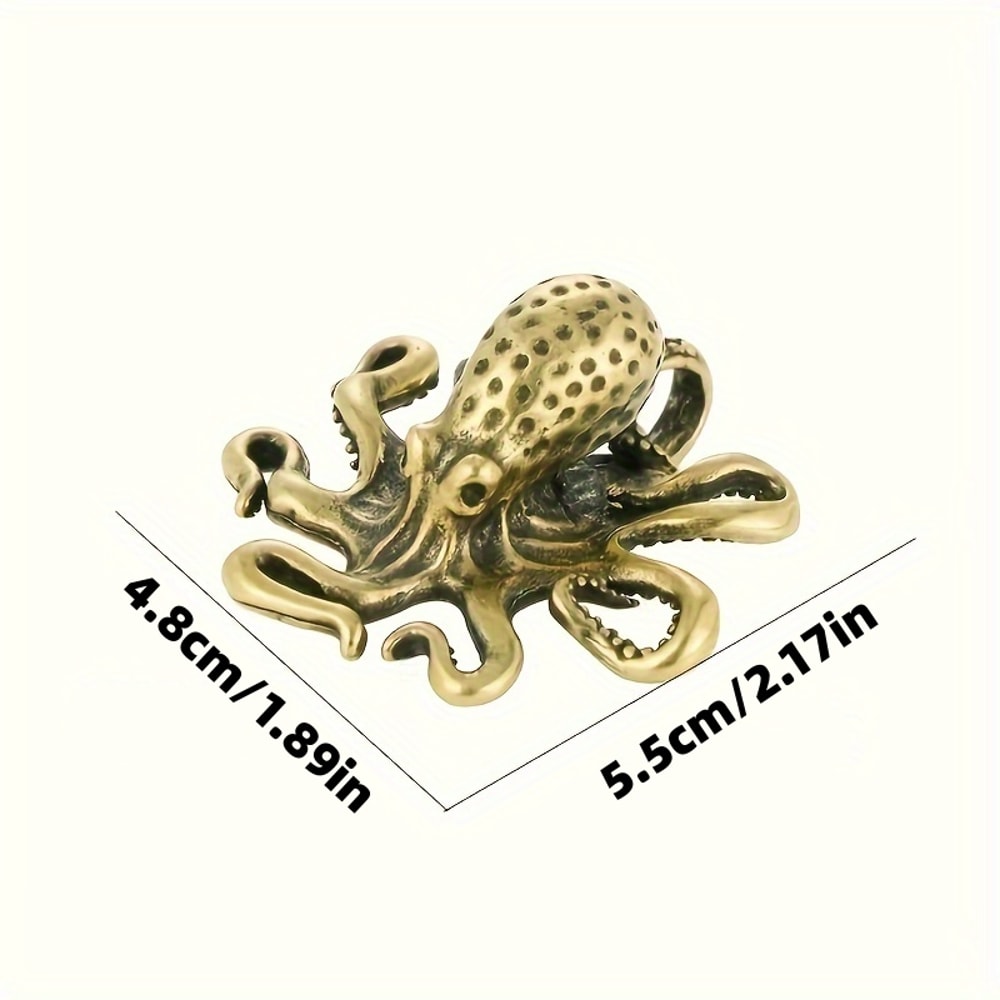 Vintage Brass Octopus Statue Retro Tea Pet Collectible Decor 2