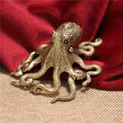 vintage brass octopus statue retro tea pet collectible decor