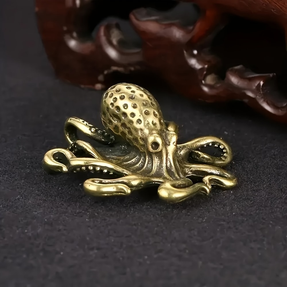 Vintage Brass Octopus Statue Retro Tea Pet Collectible Decor 5