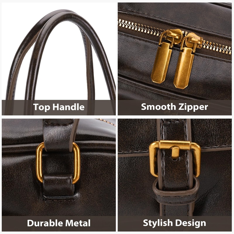 Retro Shoulder Bag Women YK Hobo Bag Boston Style Coffee Handbag 3