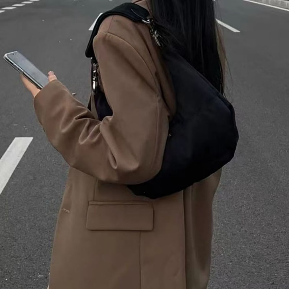 Retro Crescent Nylon Shoulder Bag For Women YK Underarm Bag Soft Hobo Purse 2