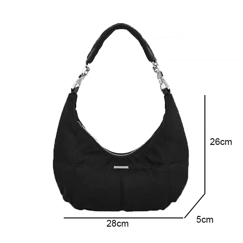 Retro Crescent Nylon Shoulder Bag For Women YK Underarm Bag Soft Hobo Purse 4