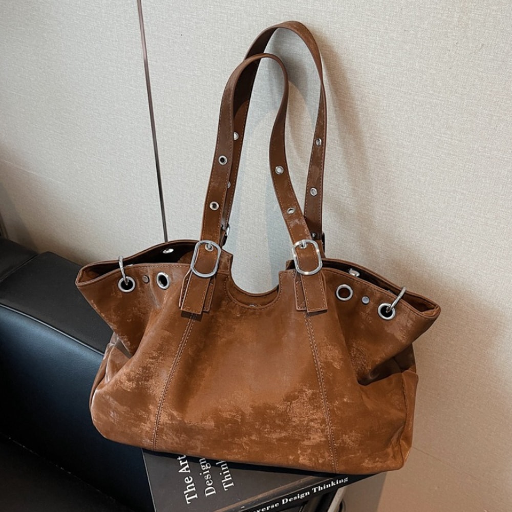 Vintage Large Capacity Top Handle Shoulder Tote Bag For Women 1