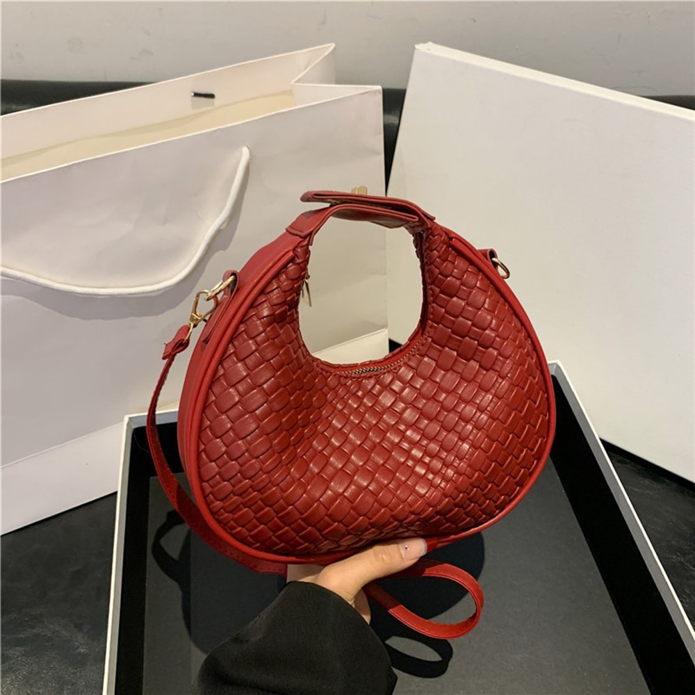 Elegant Woven Hobo Shoulder Bag Minimalist Womens Shoulder Bag For Everyday Style 1