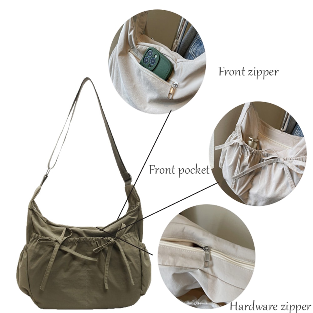 Lightweight Nylon Hobo Shoulder Bag With Multiple Pockets For Women 3