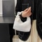 Faux Fur Plush Half Moon Shoulder Bag For Women Soft Crossbody Winter Handbag 0