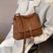 Vintage Suede Leather Shoulder Bag Large Capacity Crossbody Tote Bag For Women 2
