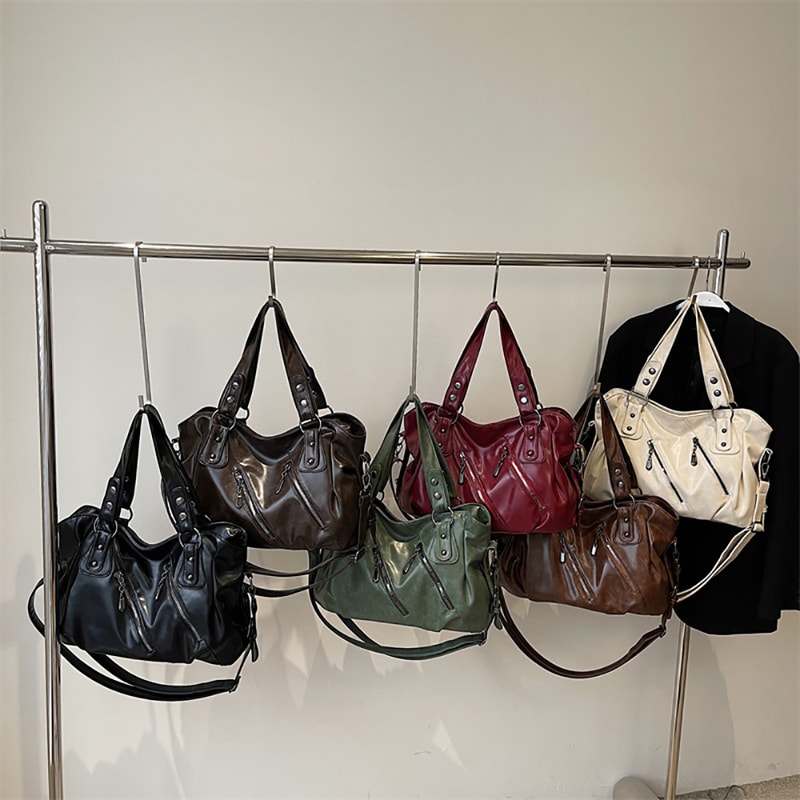 Elegant PU Leather One Shoulder Bag Large Capacity Tote Crossbody Handbag 1