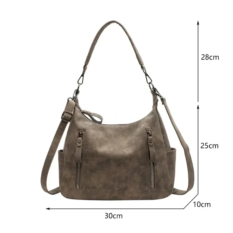 Vintage Matte PU Leather Crossbody Bag for Women Large Capacity Designer Shoulder Handbag