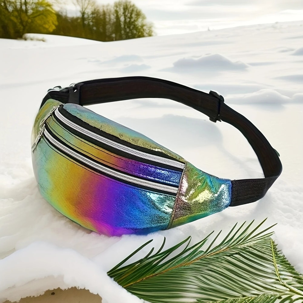 Holographic Waist Bag Reflective Fanny Pack Festival Travel Belt Bag For Women Girls 4