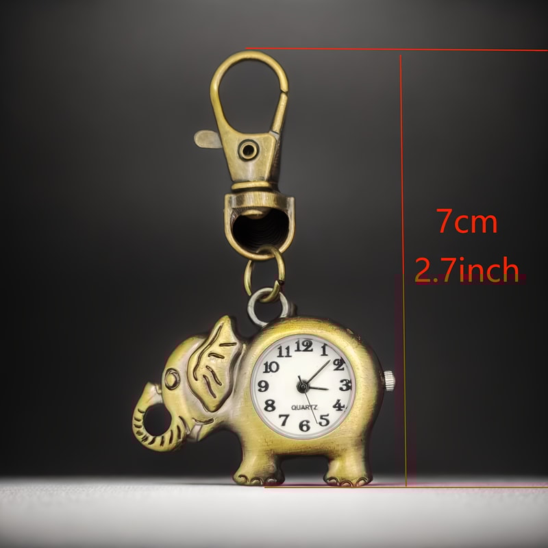 Retro Elephant Keychain Watch Cute Portable Quartz Pocket Watch For Students And Gifts 4