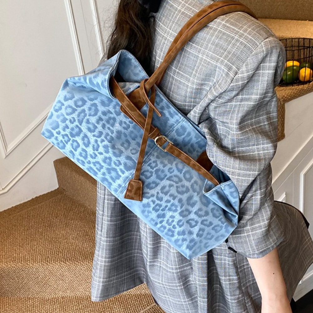 Leopard Print Shoulder Tote Bag PU Leather Designer Handbag For Women 0