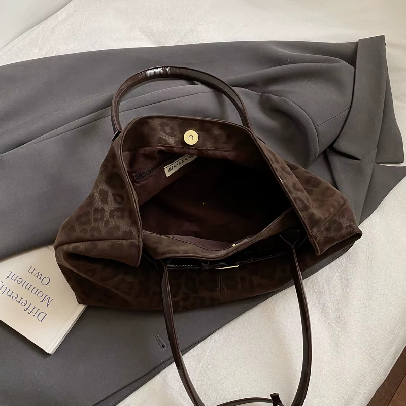 Leopard Print Shoulder Tote Bag PU Leather Designer Handbag For Women 4