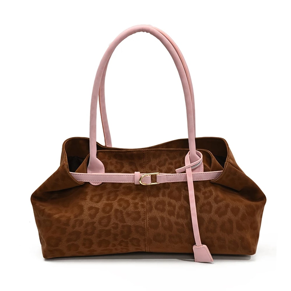 Leopard Print Shoulder Tote Bag PU Leather Designer Handbag For Women 5