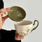 Vintage Ceramic Breakfast Cup Set with Lid & Saucer Large Capacity Retro Coffee Mug