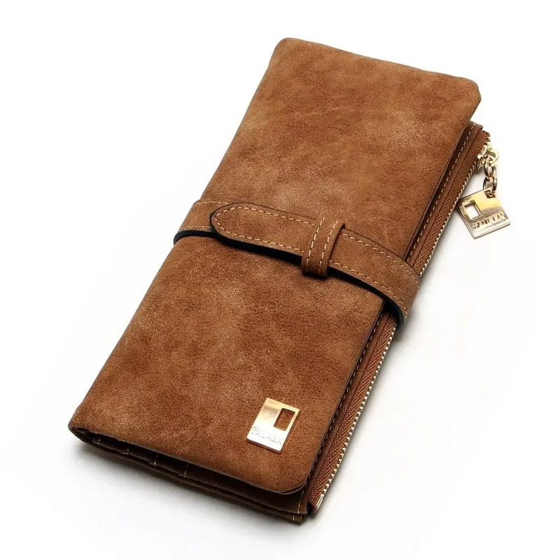 Elegant Nubuck Leather Women Wallet Long Zipper Clutch With Card Holder 5