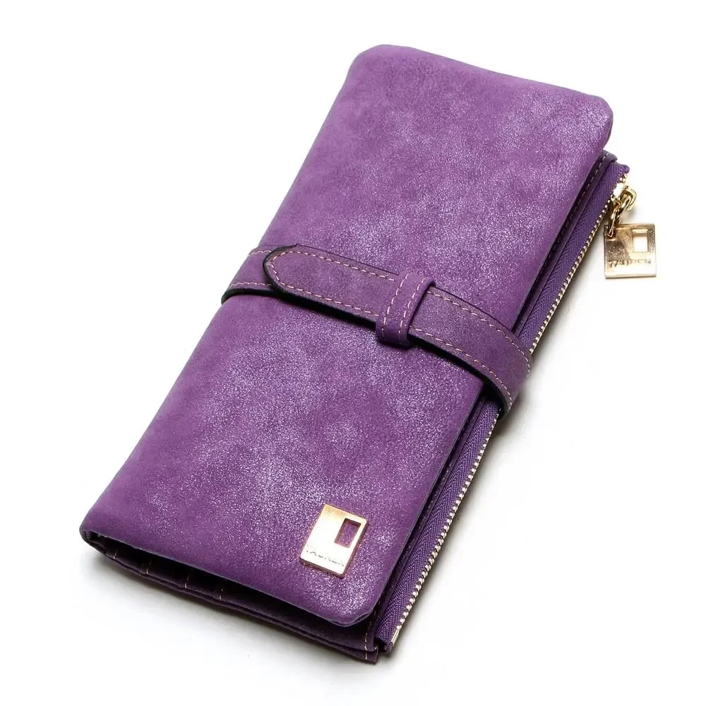 Elegant Nubuck Leather Women Wallet Long Zipper Clutch With Card Holder 7