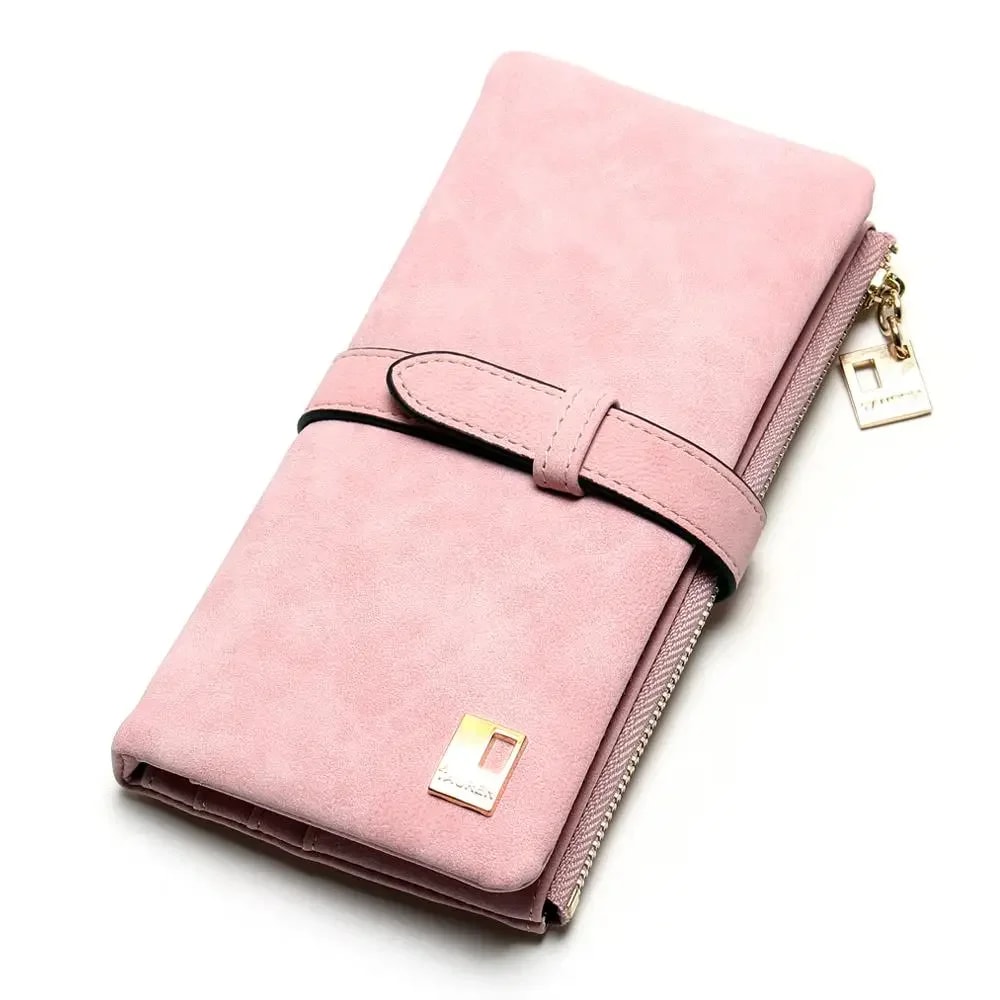 Elegant Nubuck Leather Women Wallet Long Zipper Clutch With Card Holder 8