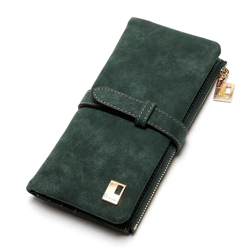 Elegant Nubuck Leather Women Wallet Long Zipper Clutch With Card Holder 9