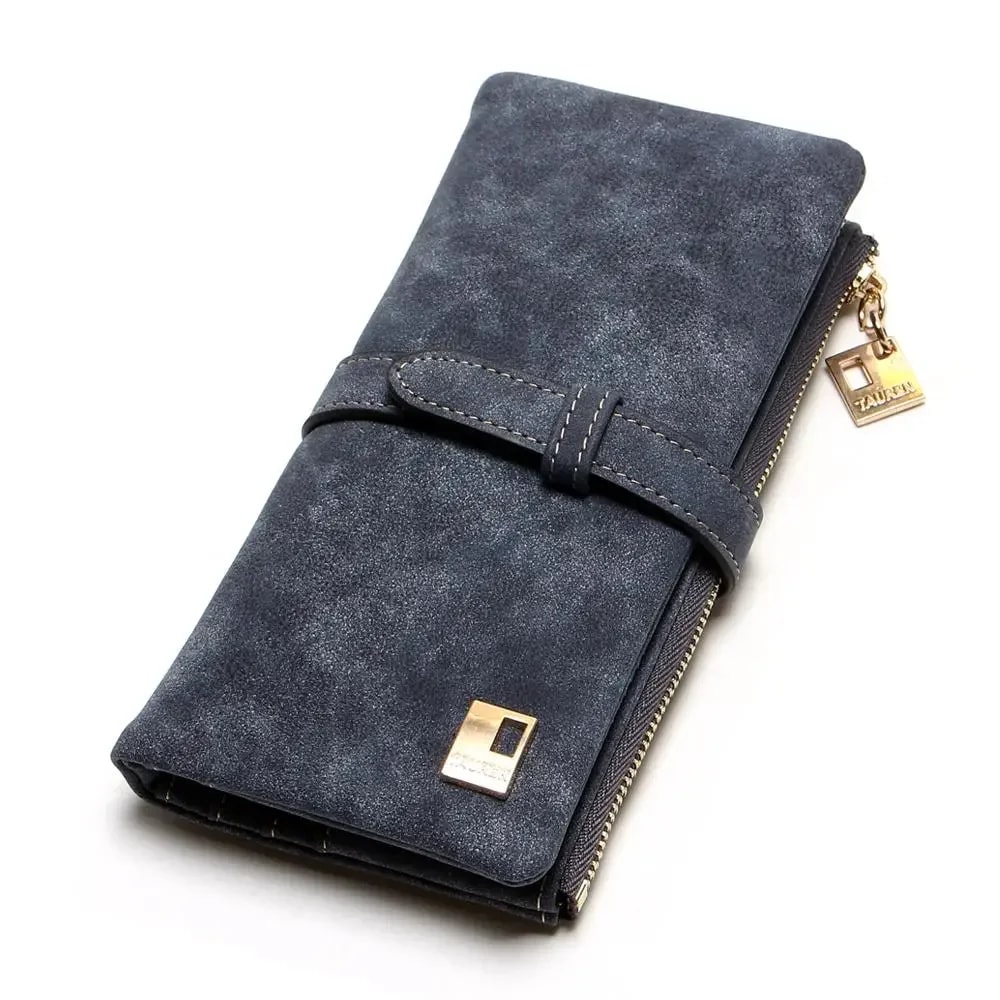 Elegant Nubuck Leather Women Wallet Long Zipper Clutch With Card Holder 11