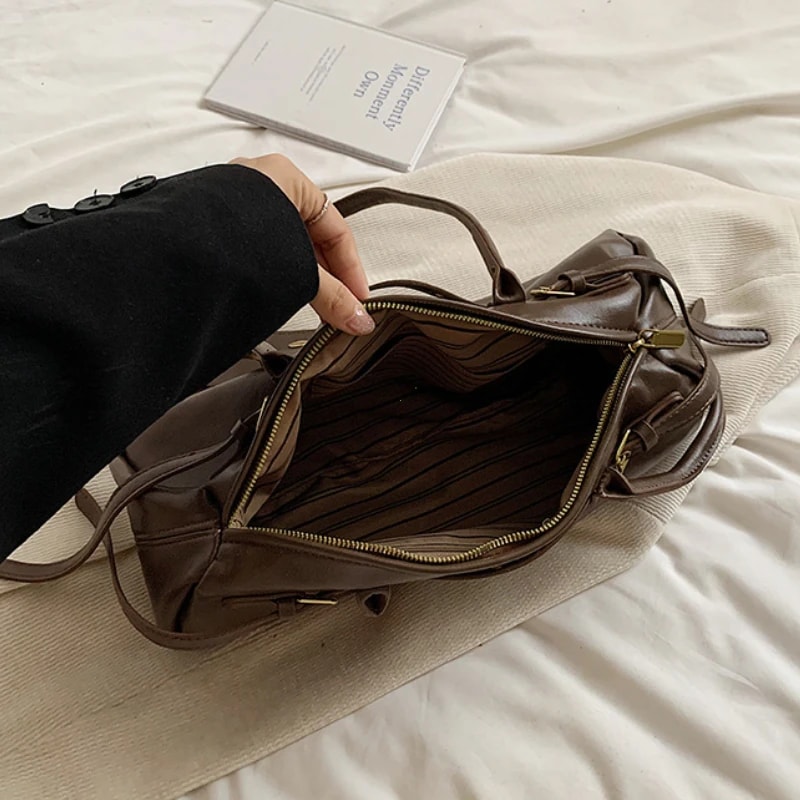 Elegant Large Capacity Shoulder Bag For Women PU Leather Everyday Tote Purse 5